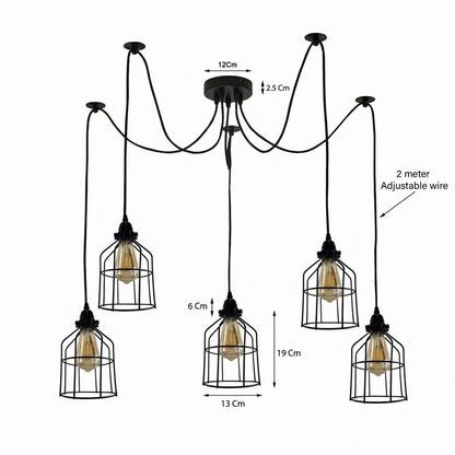 Vintage Retro Industrial Ceiling Cage Light Shade Spider Pendant Lamp Chandelier