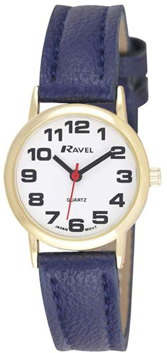 Ravel Ladies Basic White Dial Blue Leather Strap Watch R0105.26.2A