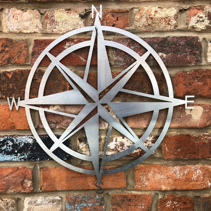 Rusty COMPASS Sign Garden Decoration Feature rustic wall fence