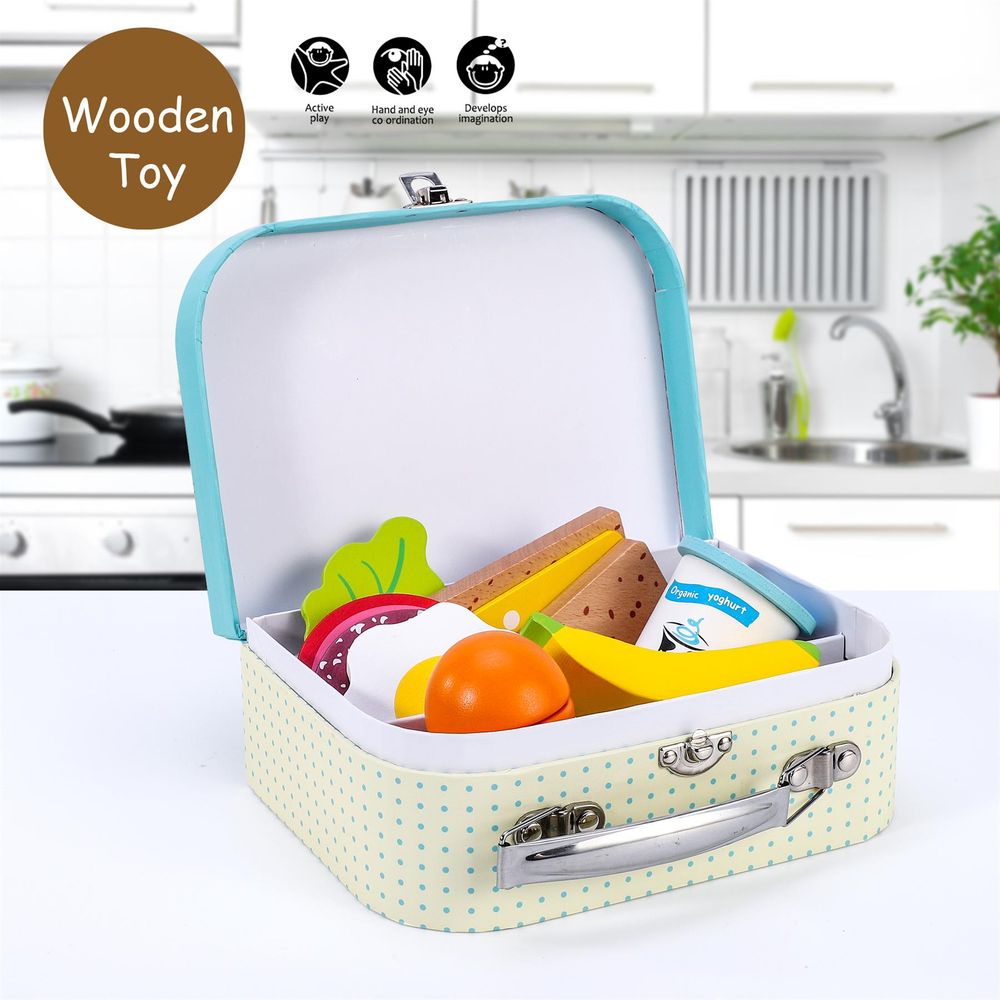 Wooden Lunchbox Sandwich Set Pretend Play Traditional Lunch Box for Kids 3+