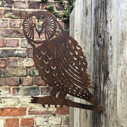 Rusty Metal BARN OWL Garden sign Ornament decoration