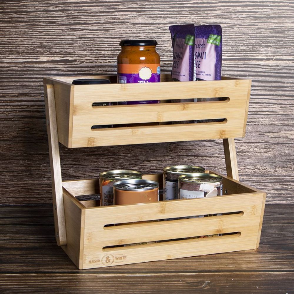 Bamboo Storage Basket 2 Tier | M&W