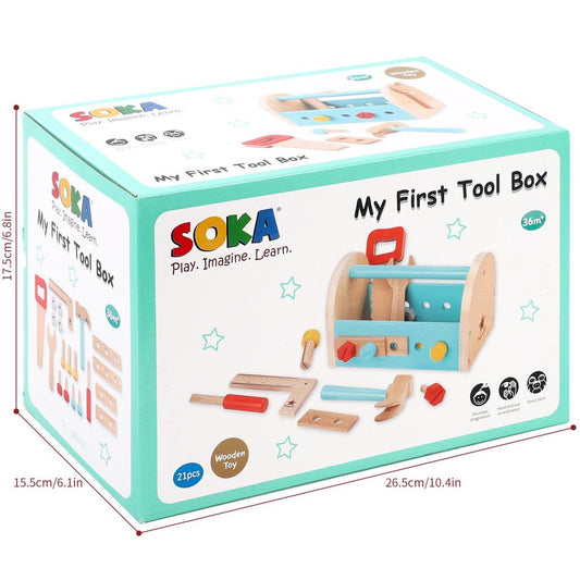 SOKA My First Toolbox Carpenter Wooden Building Tools Play Set Pretend Play 3+