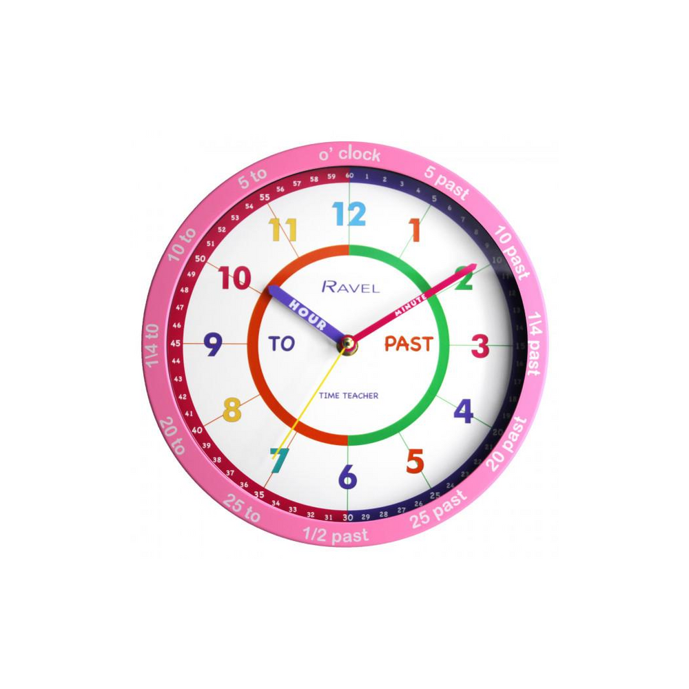 Ravel 25cm Time-Teacher Wall Clock - Pink R.KC.08