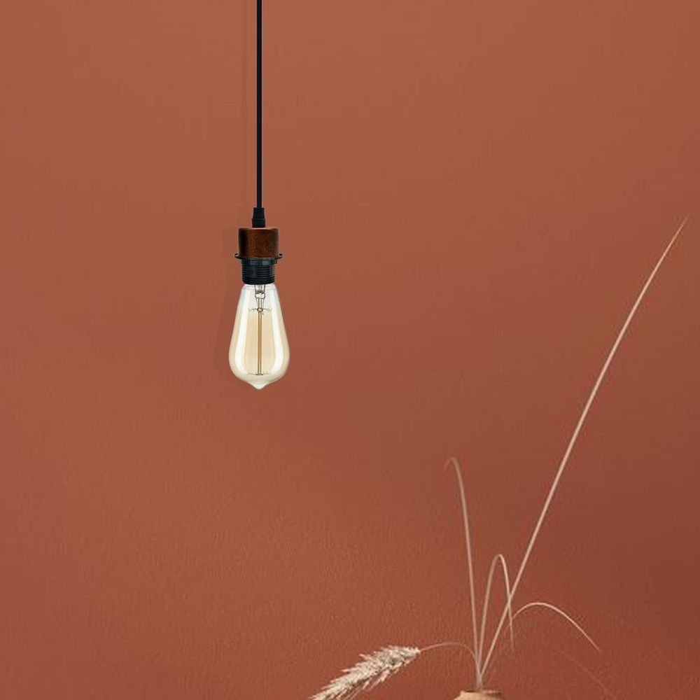 Industrial Rustic Red Pendant Light Fitting, Lampshade Addable E27 Lamp Holder UK Holder Fitting Set With PVC Cable.