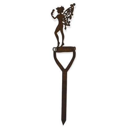 Rusty Metal Fairy on a Spade Garden sign Decoration