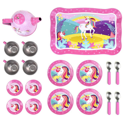 SOKA Unicorn 18 Pcs Metal Tea Set & Carry Case Toy for Kids Children Role Play