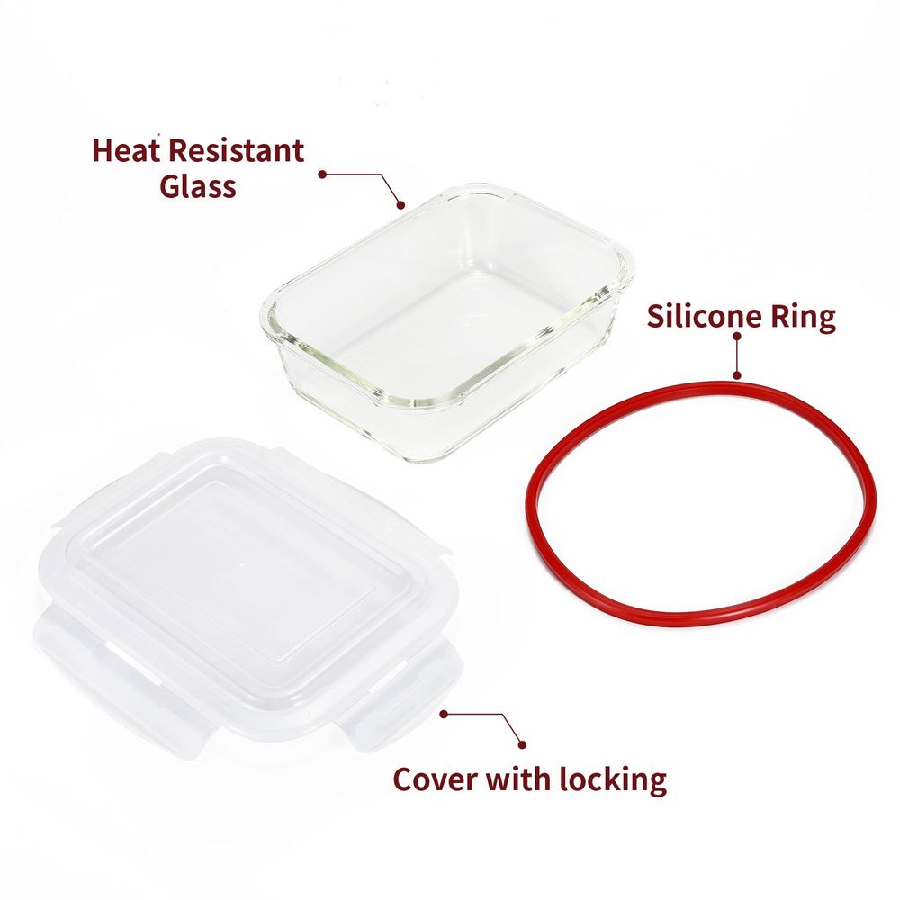 10 PCs Rectangle Round Square Airtight Glass Food Containers with Lids -Storage Kitchen Containers