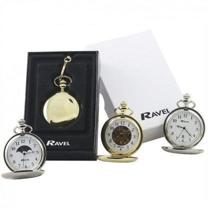 Ravel Polished Sun / Moon Pocket Watch Gold R1001.15