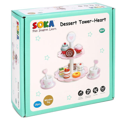 SOKA 18PC Wooden Dessert Cake Stand with Muffins, Cakes and Donuts