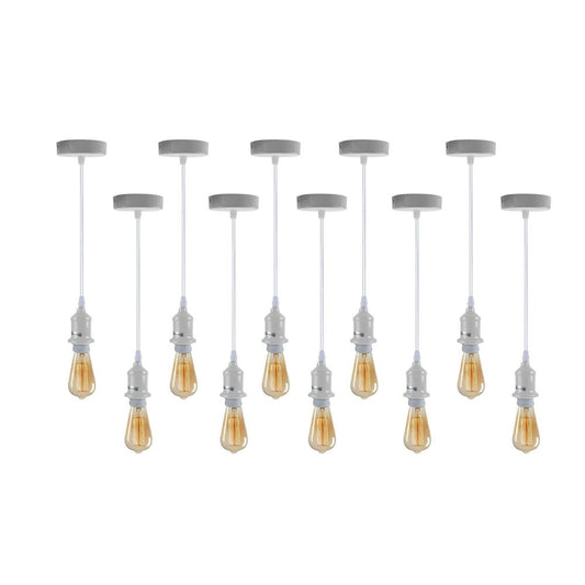 10 Pack Industrial Pendant Light Fitting, lampshade addable E27 Lamp Holder Fitting Set with PVC Cable