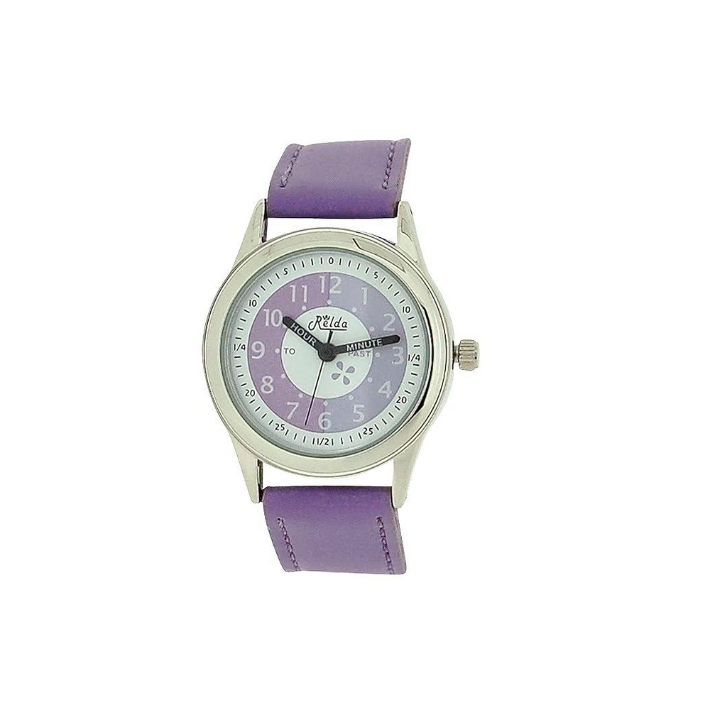 Relda Girls Time Teacher Purple Leather Strap Watch REL13