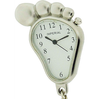 Imperial Key Chain Clock Big Foot Silver IMP707- CLEARANCE NEEDS RE-BATTERY