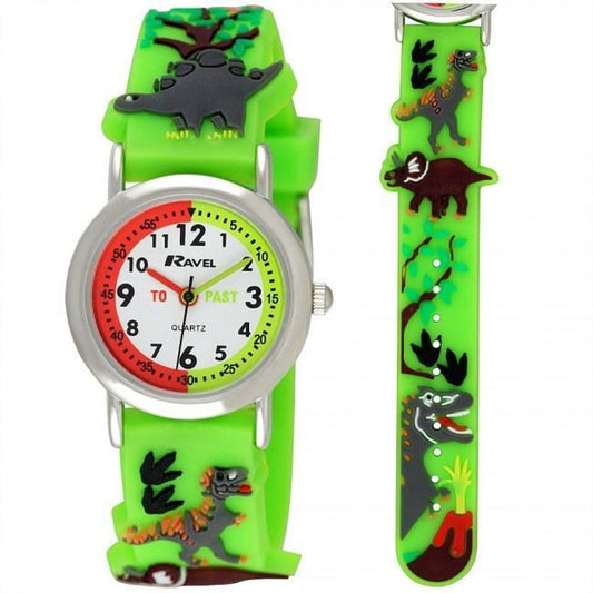 Ravel 3D Dinosaur Timeteacher Children Boy Analogue Multicolour Strap Watch