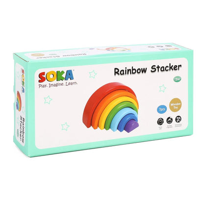 SOKA Wooden Rainbow Stacker Learning Toy Educational Blocks Puzzle 7PCS 3+