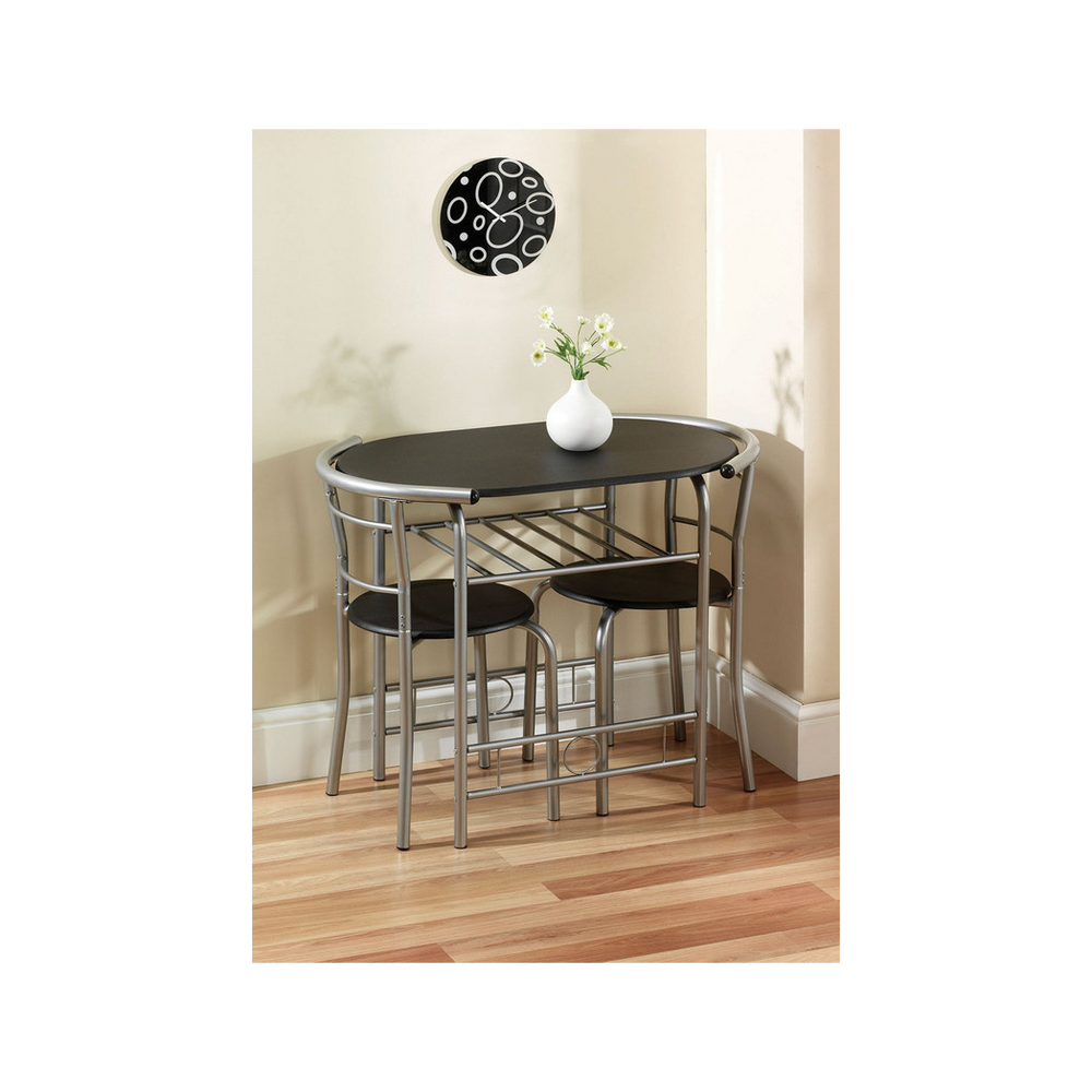 Compact Dining Set - Black/Silver