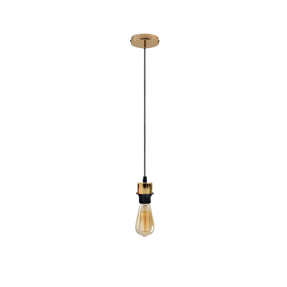 Industrial French Gold Pendant Light Fitting, Lampshade Addable E27 Lamp Holder UK Holder Fitting Set With PVC Cable.