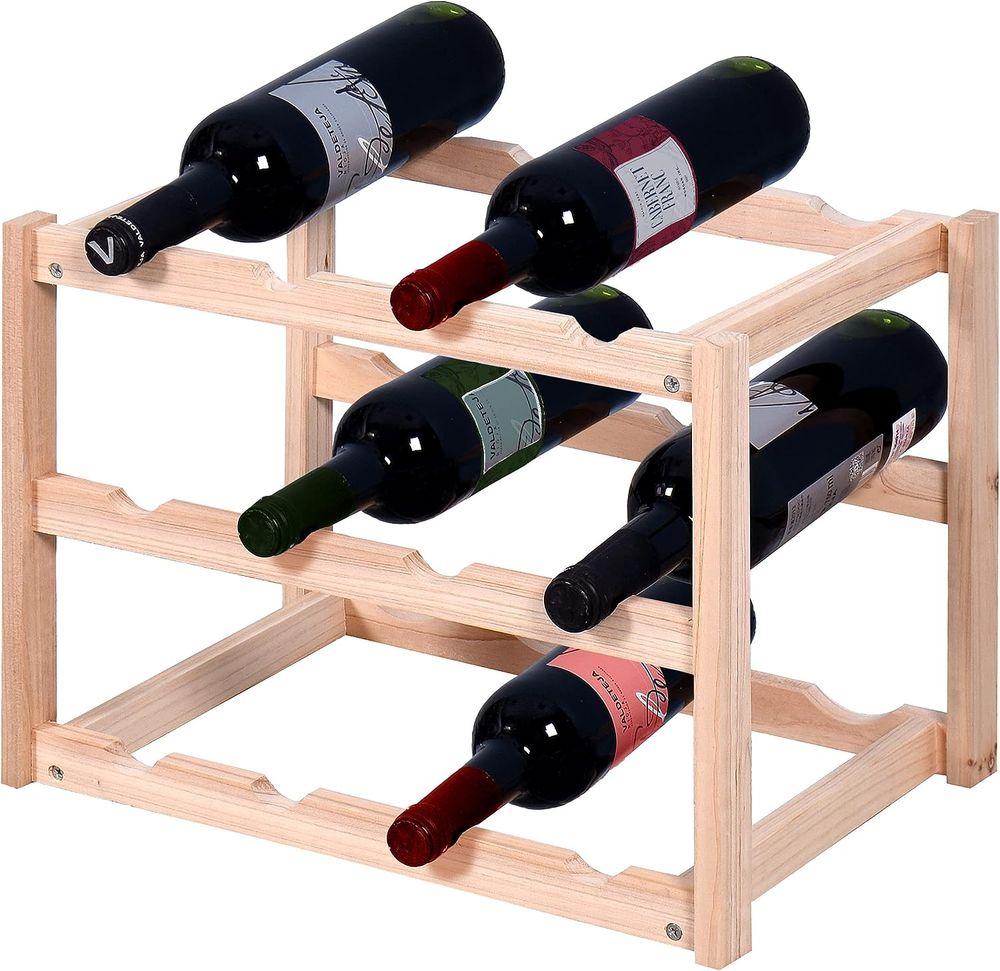 Knight Natural Colour 3 Tier Wooden Wine Rack