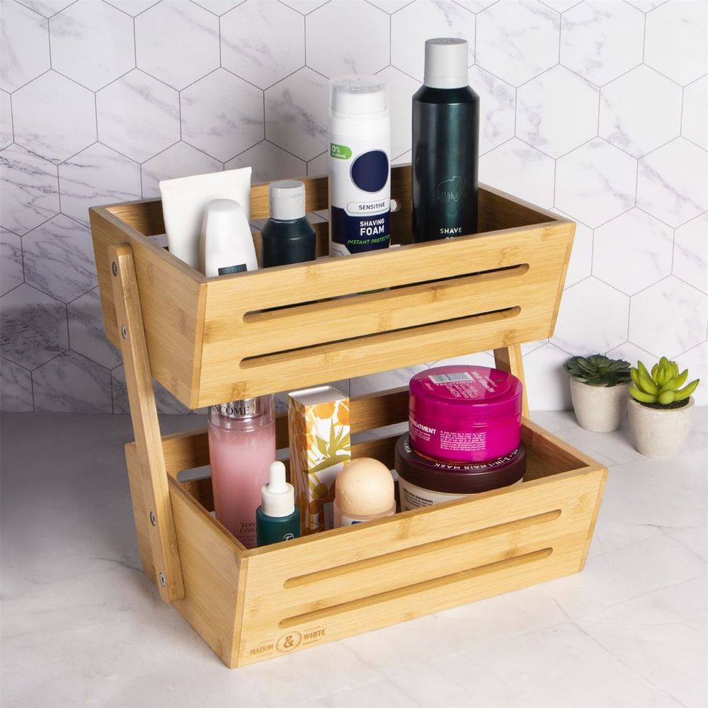 Bamboo Storage Basket 2 Tier | M&W