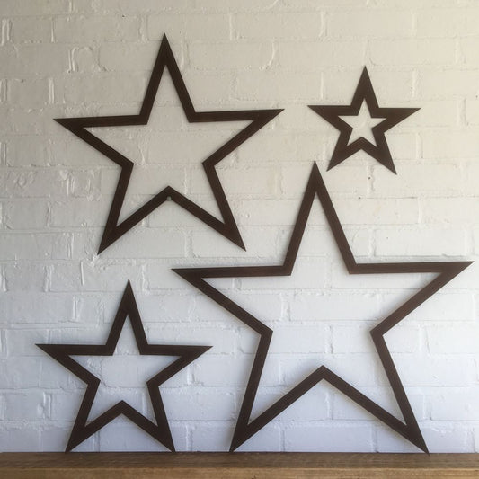 4 rusty Stars Sign set Metal Rustic Decoration Garden Feature Vintage Barn