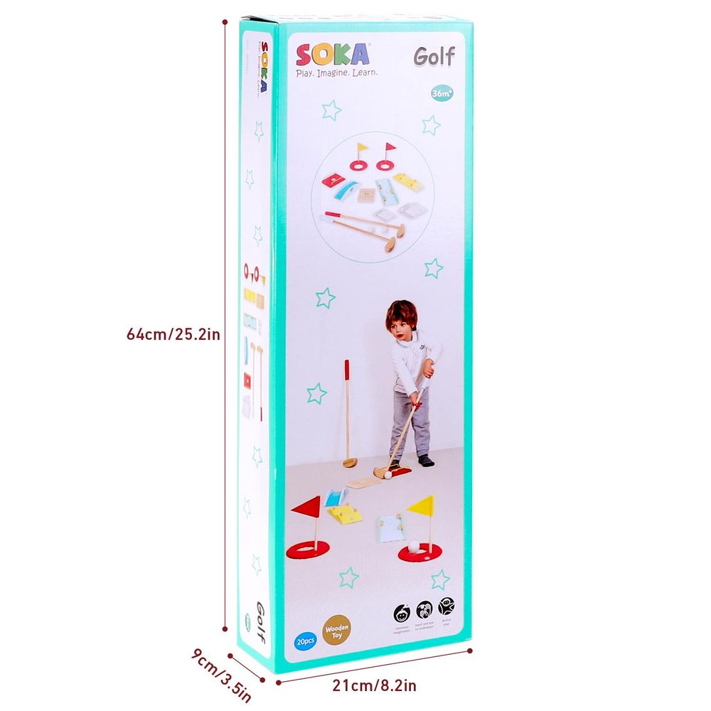 SOKA Wooden Golf Toy Set Indoor Outdoor DIY Obstacles for Family Kids 3+