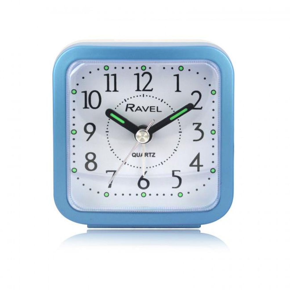 Ravel Rectangular Mini Bedside Quartz Alarm Clock - Blue RC043.6