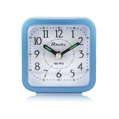 Ravel Rectangular Mini Bedside Quartz Alarm Clock - Blue RC043.6