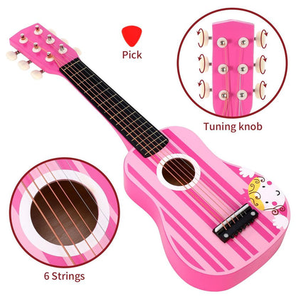 SOKA Wooden Pink Stripe Striped Pink Princess Guitar Children Girls Instrument