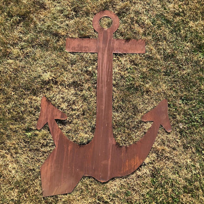 XL Rusty Anchor garden Sign Metal Ornament Feature Lawn statue