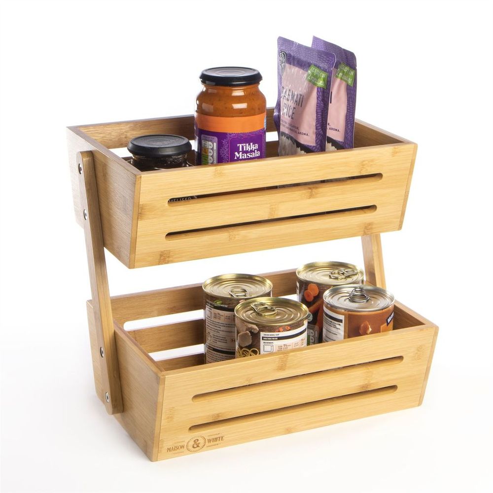 Bamboo Storage Basket 2 Tier | M&W