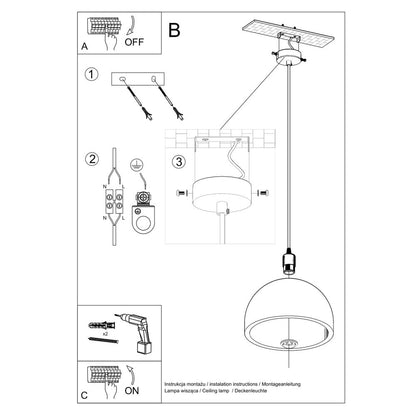 Pendant lamp concrete Pablito industrial Design E27