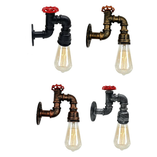 Vintage Industrial Water Pipe Lamp Retro Light Steampunk Wall Sconce