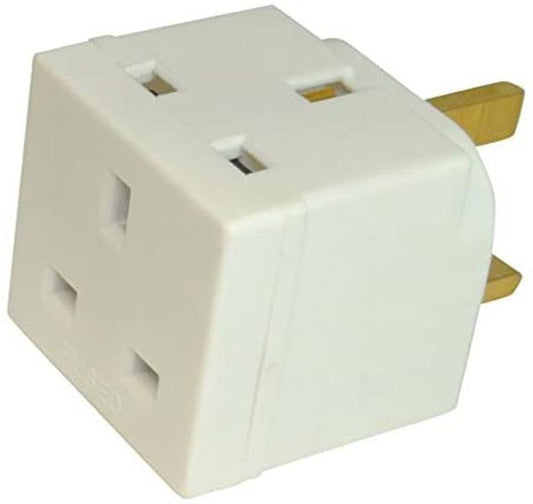 CDL Micro 2 Way/ Double UK Mains 3 Pin 250v Adapter Plug/ Socket