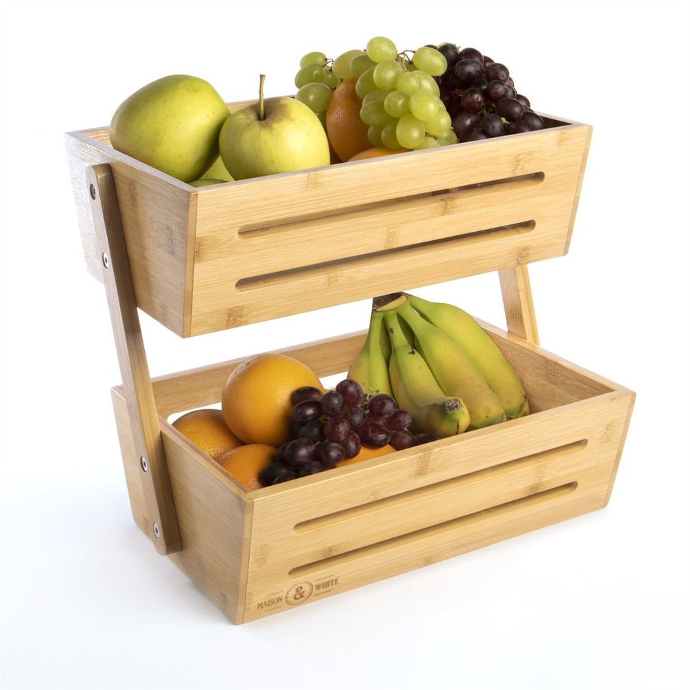 Bamboo Storage Basket 2 Tier | M&W