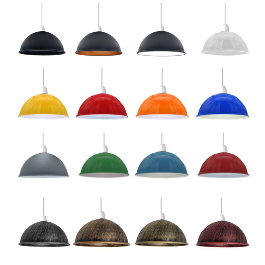 Vintage Industrial Easy Fit Dome Shaped Lamp Shade Ceiling, Pendant, Wall Light Metal E27 Light Fitting 60W