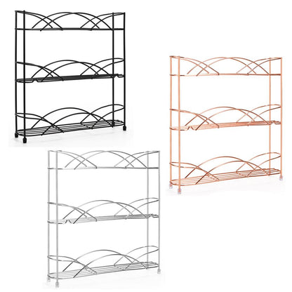 Spice Rack 3 Tiers - Kitchen Shelf Organiser for Jars Bottles Space Saving Storage