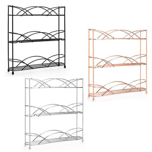 Spice Rack 3 Tiers - Kitchen Shelf Organiser for Jars Bottles Space Saving Storage