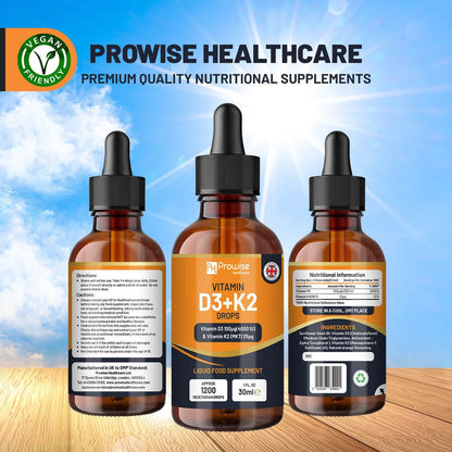 Vitamin D3 4000iu + K2 MK7 25µg Orange Liquid Drops I High Strength 30ml Bottle