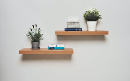 Pack of 2 60cm Floating Shelves - Light Oak