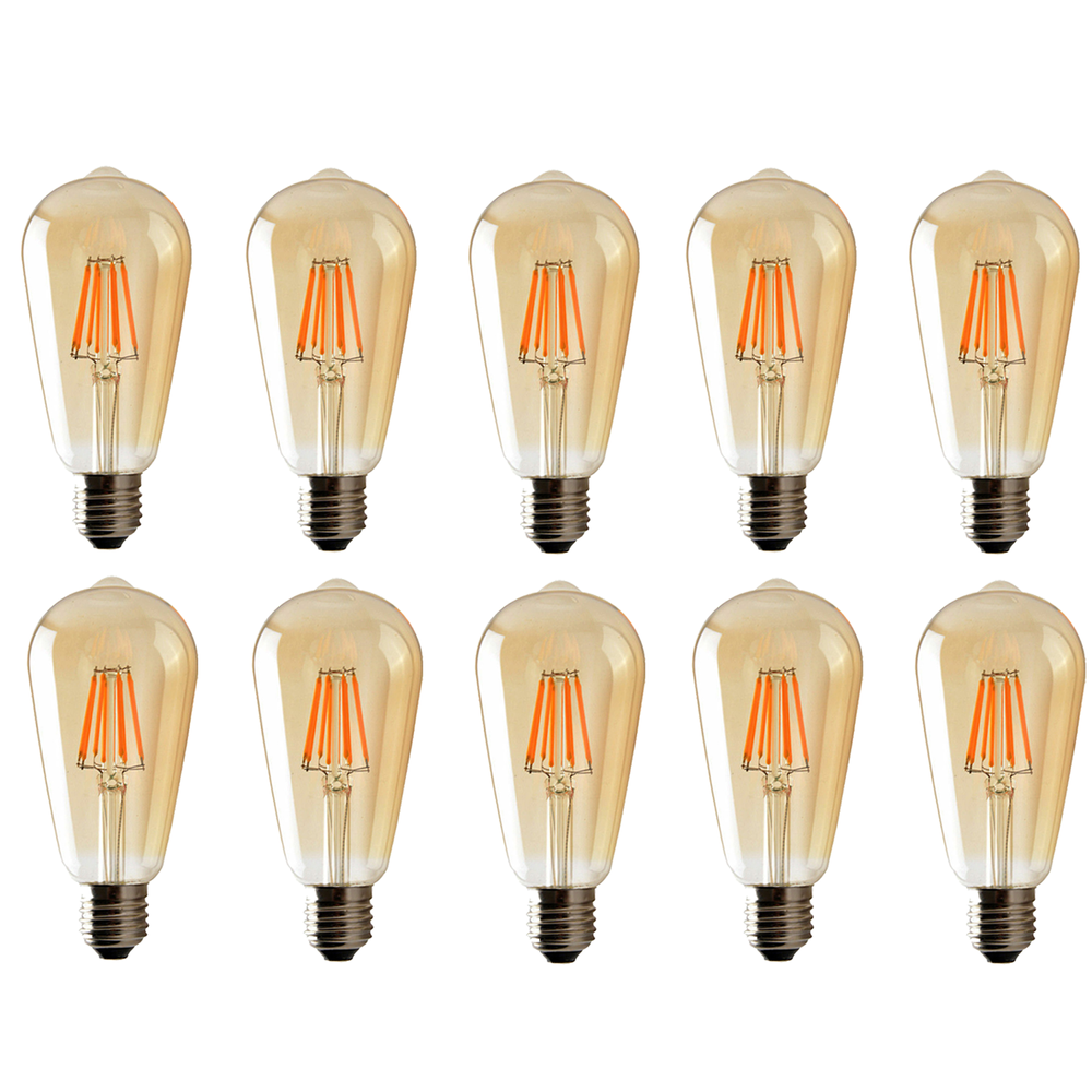 10Pack E27 LED Edison Dimmable Vintage Amber Glass Warm white 2700K Light Bulb