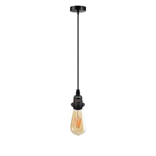 Vintage Industrial Black Pendant Light Fitting, lampshade Holder Fitting  Set with 2m Cable.