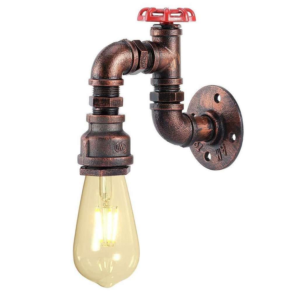 Vintage Industrial Water Pipe Lamp Retro Light Steampunk Wall Sconce