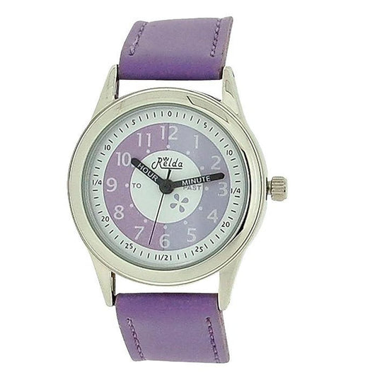 Relda Girls Time Teacher Purple Leather Strap Watch REL13