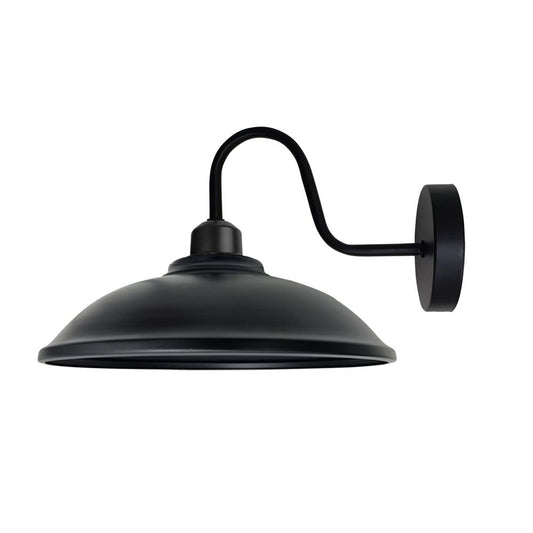 Black  Wall Light Fixture, Vintage Black Wall Sconce E27 Base Socket Screw Wall Swan Neck Hemisphere Shape Shade