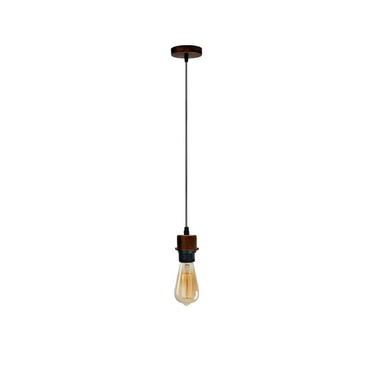 Industrial Rustic Red Pendant Light Fitting, Lampshade Addable E27 Lamp Holder UK Holder Fitting Set With PVC Cable.
