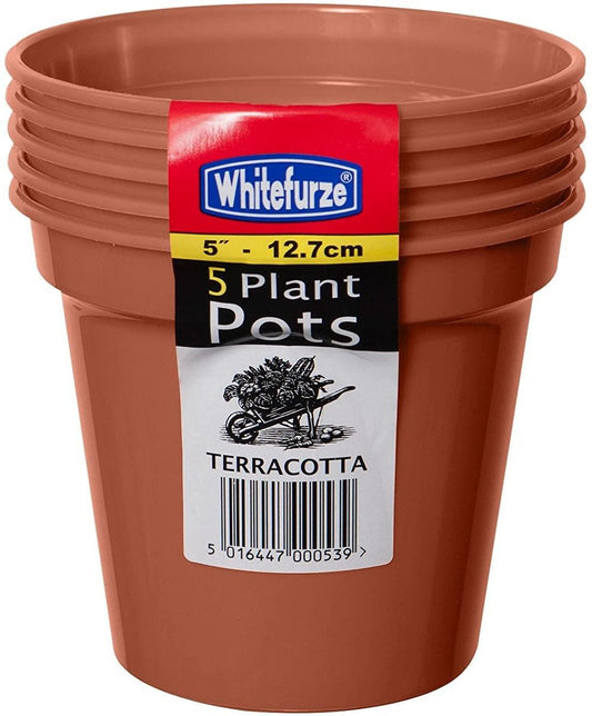 Whitefurze G04016 12.7cm Garden Pot - Terracotta (Set of 5)