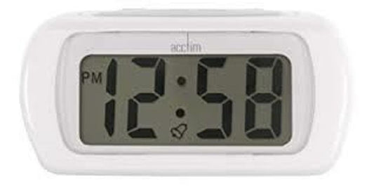 ACCTIM AURIC LARGE LCD ALARM CLOCK WHITE