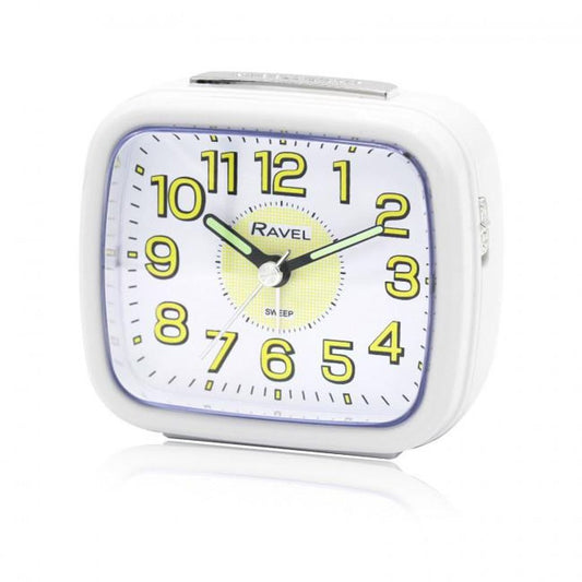 Ravel Mid sized Bedside Quartz Alarm Clock - White RC044.4