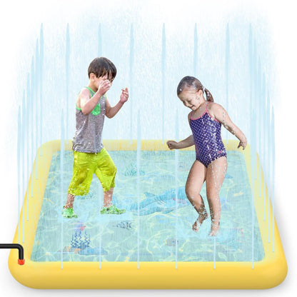 SOKA 168cm Square Inflatable Sprinkler Splash Pad Play Mat Water Summer Toy Kids - Yellow