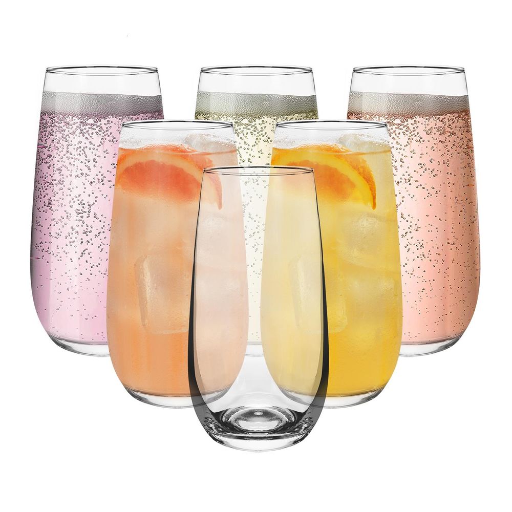 Set of 6 Traditional Esteem Highball Glass Tumblers - 490ml (16.5oz) Highball Glasses